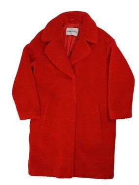 Stand Studio Camille Cocoon Faux Fur Coat in Red